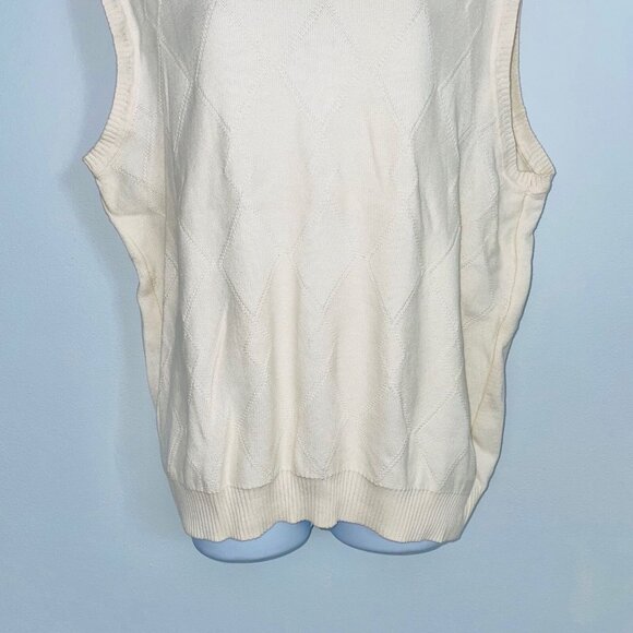 Club Room Mens L Sweater Vest Ivory Sleeveless Diamond Knit - Picture 4 of 10